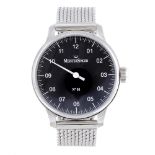 MEISTERSINGER - a gentleman's No01 bracelet watch. Stainless steel case. Numbered 003596. Manual