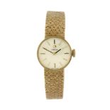 OMEGA - a lady's bracelet watch. 9ct yellow gold case, hallmarked London 1968. Signed manual wind