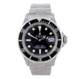 ROLEX - a gentleman's Oyster Perpetual Date Red Submariner bracelet watch. Circa 1971. Stainless