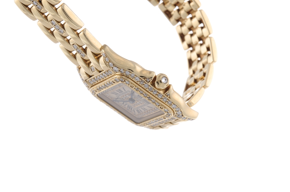 CARTIER - a Panthere bracelet watch. Diamond set 18ct yellow gold case with diamond set bezel. - Image 3 of 4