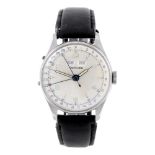 CONCORD - a gentleman's triple date wrist watch. Stainless steel case. Numbered 14615. Signed manual