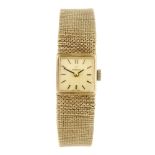 OMEGA - a lady's bracelet watch. 9ct yellow gold case, hallmarked Birmingham 1973. Numbered 7115690.