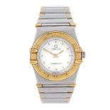 OMEGA - a lady's Constellation bracelet watch. Stainless steel case with yellow metal chapter ring