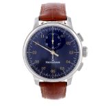 MEISTERSINGER - a gentleman's Chronoskop wrist watch. Stainless steel case. Numbered 00639. Signed