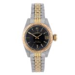 TUDOR - a lady's Princess Oysterdate bracelet watch. Stainless steel case with yellow metal fluted