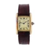 CARTIER - a Must de Cartier Tank wrist watch. Gold plated silver case. Numbered 3058304. Signed