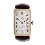 OMEGA - a gentleman's wrist watch. 9ct yellow gold case, import hallmarked Glasgow 1923. Numbered