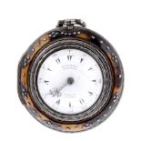 A triple case pocket watch by Markwick Markham. Tortoiseshell outer case, silver inner cases,