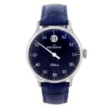 MEISTERSINGER - a gentleman's Salthora wrist watch. Stainless steel case with exhibition case