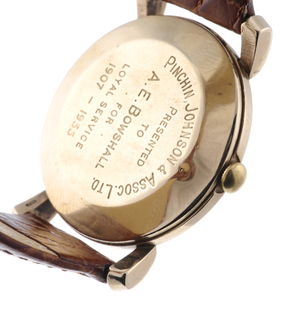 GARRARD - a gentleman's wrist watch. 9ct yellow gold case with engraved case back, hallmarked London - Image 2 of 4