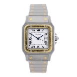 CARTIER - a Santos bracelet watch. Stainless steel case with yellow metal bezel. Numbered 1172961