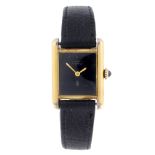 CARTIER - a Must de Cartier Tank wrist watch. Gold plated silver case. Numbered 3038611. Signed