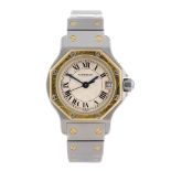 CARTIER - a Santos Ronde bracelet watch. Stainless steel case with yellow metal bezel. Reference