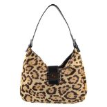 FENDI - a pony hair patterned hobo handbag. Designed with a leopard print pony hair exterior and