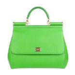 DOLCE & GABBANA - a Sicily handbag. Designed with a vibrant green grained leather exterior and