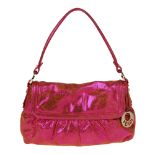 FENDI - a pink metallic Chef Flap handbag. Designed with a metallic pink suede exterior with