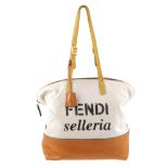 FENDI - a 2Bag Selleria handbag. Featuring an ivory canvas exterior with printed front logo and