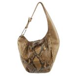 GUCCI - a python leather Greenwich hobo handbag. Designed with soft grained taupe leather and python