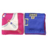 CARTIER - two Must De Cartier scarves. To include a pink and white scarf decorated with strands of