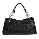 CHRISTIAN DIOR - a black Cannage handbag. Designed with maker's signature quilted black lambskin