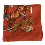 HERMÈS - a 'Les Mustangs' silk scarf. Designed by Robert Dallet, originally issued in 1993,