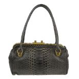 BOTTEGA VENETA - a python skin petite frame handbag. Crafted from brown python skin, featuring