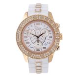 DIOR - a lady's Christal chronograph wrist watch. 18ct rose gold case with factory diamond set