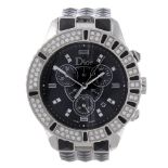 DIOR - a lady's Christal chronograph bracelet watch. Stainless steel case with factory diamond set