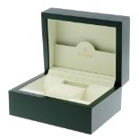 ROLEX - a complete watch box. Outer box has some marks and a dents. White outer slip has marks,