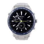 SEIKO - a gentleman's Astron GPS Solar bracelet watch. Stainless steel case with ceramic bezel