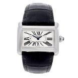 CARTIER - a Divan wrist watch. Stainless steel case. Reference 2599, serial 481389CE. Signed