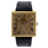 BUECHE-GIROD - a gentleman's wrist watch. 18ct yellow gold case, import hallmarked London 1965.