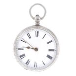 An open face pocket watch by Thomas Pyke. Silver case, hallmarked London 1865. Numbered 2154. Signed