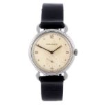 JAEGER-LECOULTRE - a mid-size wrist watch. Stainless steel case. Numbered 470005. Signed manual wind