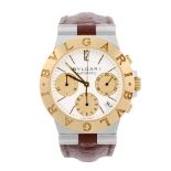 BULGARI - a gentleman's Diagono chronograph wrist watch. Stainless steel case with yellow metal