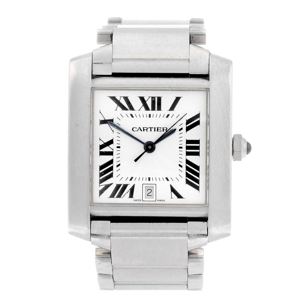 CARTIER - a Tank Francaise bracelet watch. Stainless steel case with engraved case back. Reference