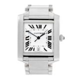 CARTIER - a Tank Francaise bracelet watch. Stainless steel case with engraved case back. Reference