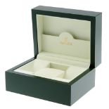 ROLEX - a complete watch box. Outer box has light marks and a dent to a corner. White outer slip