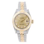 ROLEX - a lady's Oyster Perpetual Datejust bracelet watch. Circa 1992. Stainless steel case with
