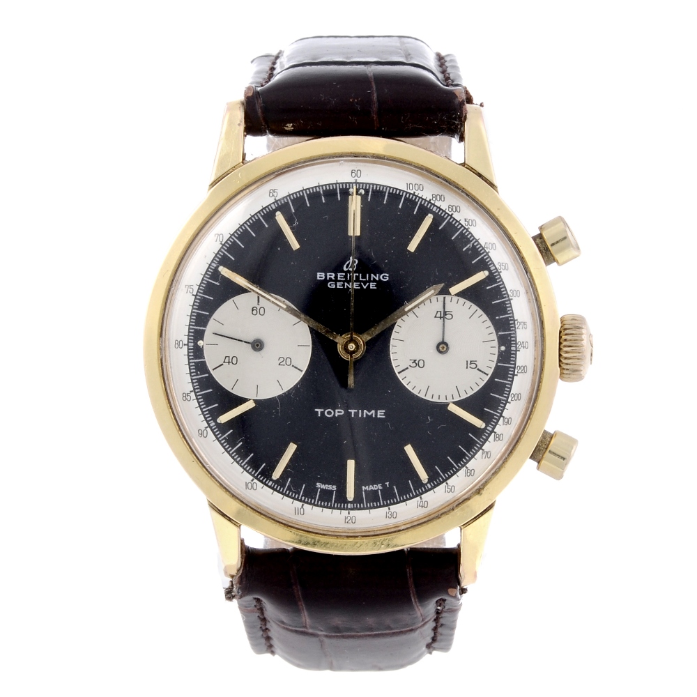 BREITLING - a gentleman's Top Time chronograph wrist watch. Gold plated case with stainless steel