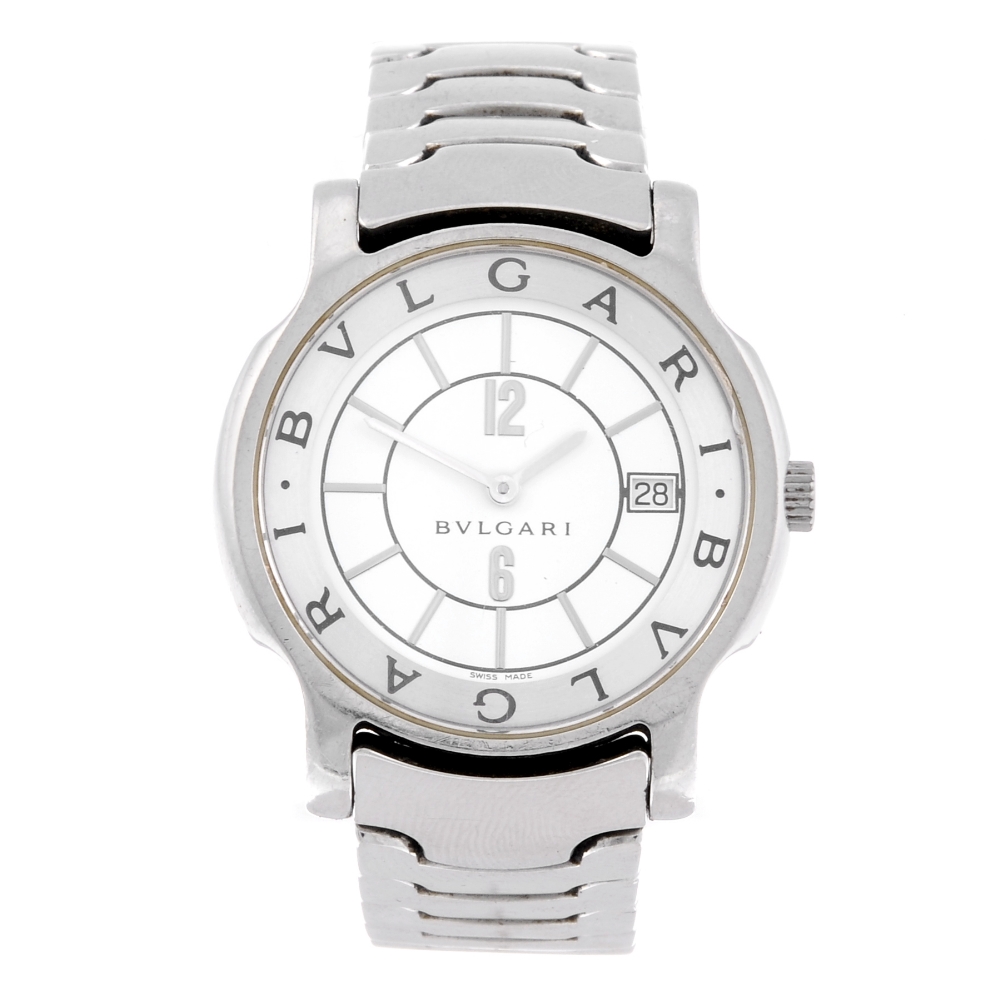 BULGARI - a gentleman's Solotempo bracelet watch. Stainless steel case. Reference ST35S, serial