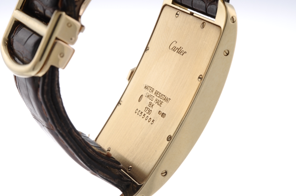 CARTIER - a Tank Americaine chronograph wrist watch. 18ct yellow gold case. Reference 1730, serial - Image 2 of 4