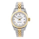 ROLEX - a lady's Oyster Perpetual Datejust bracelet watch. Circa 2003. Stainless steel case with