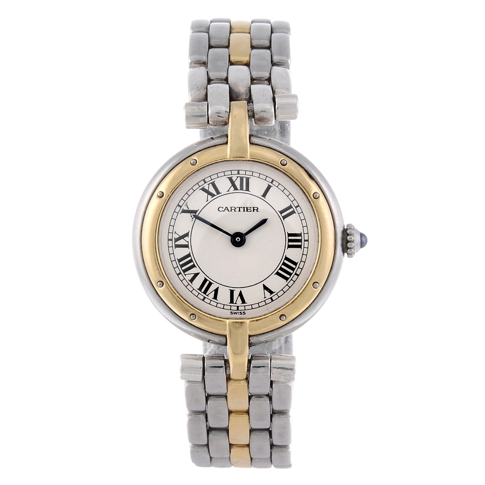 CARTIER - a Panthere Vendome bracelet watch. Stainless steel case with yellow metal bezel. Reference