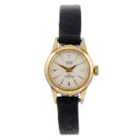 GRUEN - a lady's wrist watch. 18ct yellow gold case, import hallmarked London 1966. Reference 967,