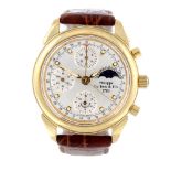 PHILIPPE DU BOIS & FILS - a gentleman's chronograph wrist watch. Gold plated case with stainless