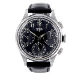 HEUER - a gentleman's chronograph wrist watch. Stainless steel case. Numbered 44179. Signed manual