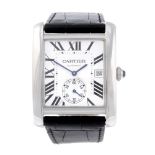 CARTIER - a Tank MC wrist watch. Stainless steel case with exhibition case back. Reference 3589,