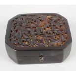 An early 20th century tortoiseshell box and cover, of canted rectangular form, the hinged cover with