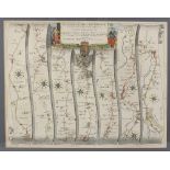 Three framed and glazed hand-coloured engraved maps, the first 'The Road from York to West-Chester',